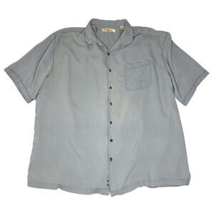 Tommy Bahama 100% Silk Button Up Short Sleeve Light Blue Shirt Mens Size 3XT